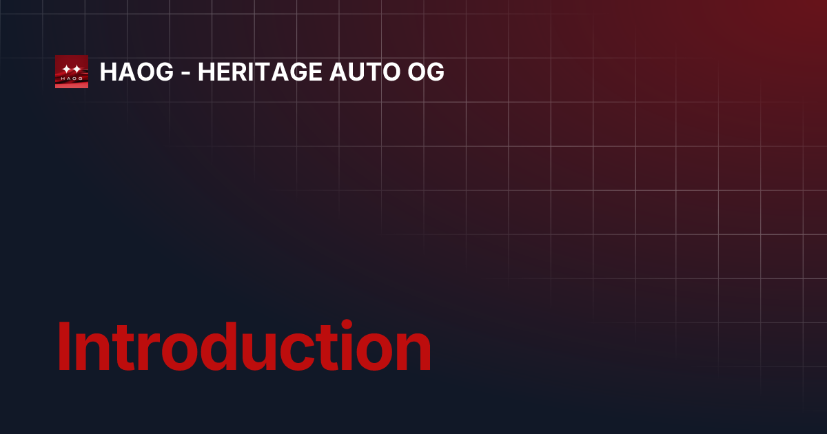 Introduction | HAOG - HERITAGE AUTO OG
